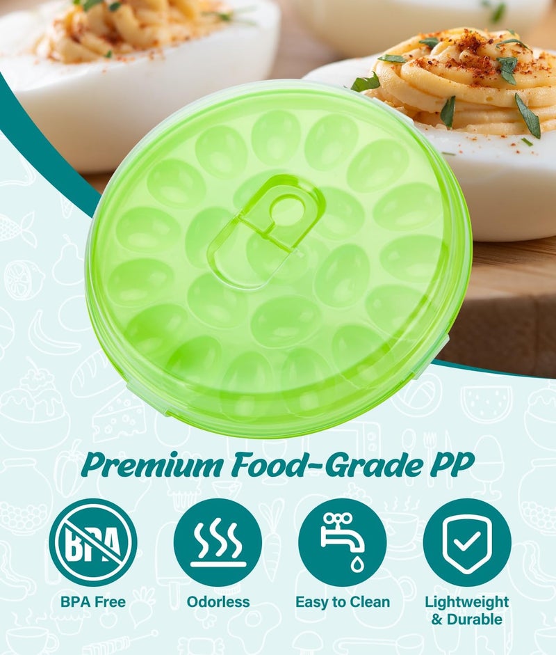 PAHTTO Deviled Egg Container with Lid, 3 Pack Stackable Deviled Egg Platter with Handle, 66-Slot Egg Carrier Tray for Fridge Storage, Easter, Christmas, Parties, Picnic, Dishwasher/Freezer Safe - Image 2